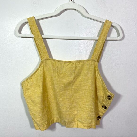 Marine Layer Tops - MARINE LAYER Yellow Sleeveless Linen Crop Top - Size Medium
